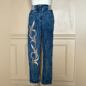 Vintage de Hede Italian acid wash jeans with embroidery details